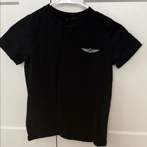 Black Short Sleeve Kids Tee with Small Wing Crest